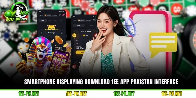 Smartphone displaying Download 1EE App Pakistan interface
